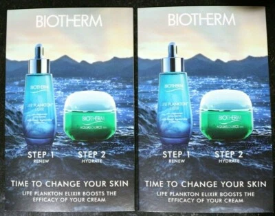 2 Sets: Biotherm Life Plankton Elixir & Aquasource Gel Sample 4 x 1 ml. /0.03 oz - Image 1 of 4