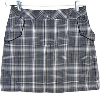 Cutter & Buck Plaid Mini Skort Grey Plaid Size 8 Medium Casual Golf Skort - Image 1 of 4