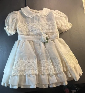 Niñas De Colección Años 50 Blanco Transparente Organza Bordado Encaje Fiesta Vestido Sin Mangas Comunión - Imagen 1 de 21