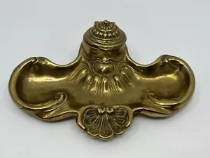 Victorian Art Nouveau Brass Inkwell French Ornate Design 31 Hollywood Regency - Picture 1 of 7