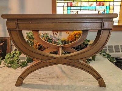 Vtg MCM Hollywood Regency Drexel Heritage Triune MCM end table Bench 60's 585200 - Image 1 of 4