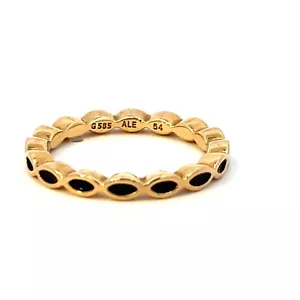 PANDORA 14KT YELLOW GOLD BLACK INLAY STACKABLE ETERNITY BAND SIZE 7, 2.9 GRAMS - Picture 1 of 3