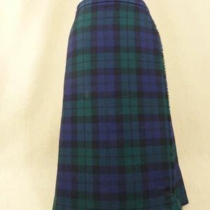Moffatt Woollens Scotland Scottish Tartan Wool Kilt Skirt 30" Blue & Green Flaws - Picture 1 of 18