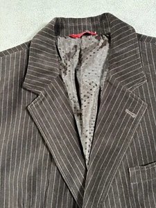 Report Collection Blazer Mens XL 44 Black Pin Striped Velvet Gatsby Vampire - Picture 1 of 16