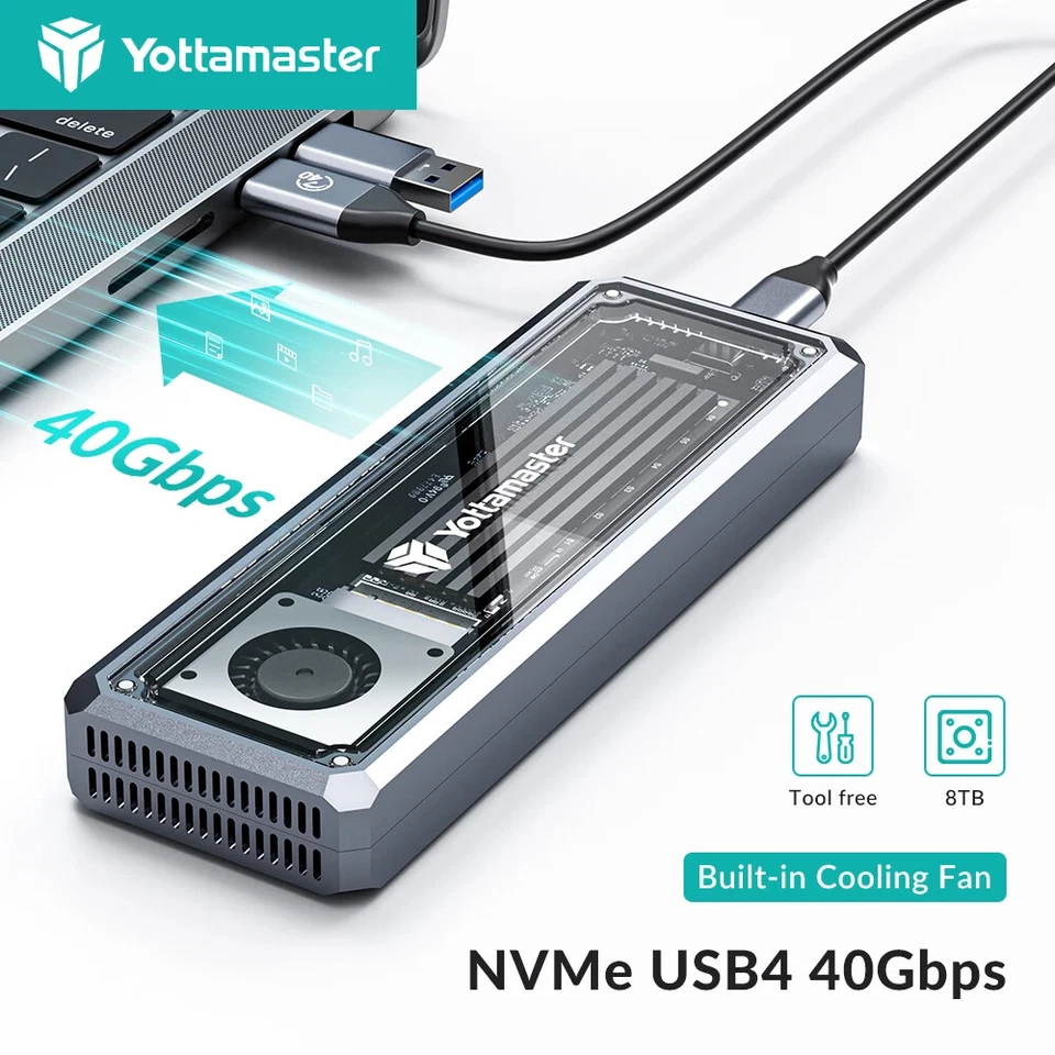 YOTTAMASTER 40Gbps USB 4 SSD Enclosure M.2 NVMe Case For Thunderbolt 3/4 4TB High-Speed UK
