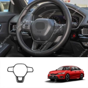 For Honda Civic 22-24 Steering Wheel Decal Cover Frame Trim Carbon Fiber Design - Foto 1 di 8
