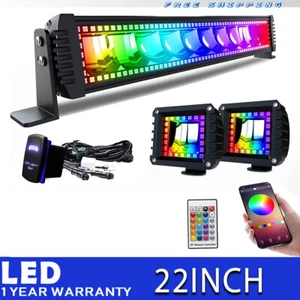 22"inch 120W LED Light Bar Combo Beam RGB Multicolor bluetooth Control - Picture 1 of 8