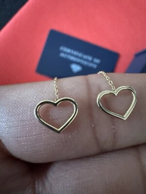 14k Real Gold Open Heart Drop Earring For Women Paperclip - Image 1 of 4