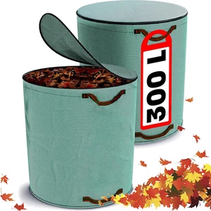 XFLYP 2PCS Garden Waste Bags, Heavy Duty Garden Waste Bags with Lid with Zip and - Picture 1 of 12