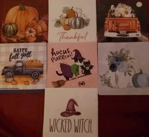 Set Of 7 Napkins. Cocktail Napkins.  Decorative, Fall, Thanksgiving Theme - Picture 1 of 8