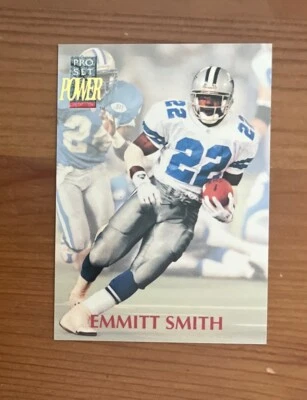 1992 Pro Set Power Emmitt Smith Football Card Dallas Cowboys HOF - Image 1 of 2