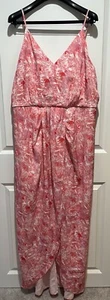 Chelsea28 Women’s Faux Wrap Camisole Long Dress Size XXL Red Pink Paint Splatter - Picture 1 of 4
