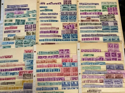 Lote de 100 estampillas postales antiguas de Estados Unidos como nuevas de los años 30-60, todas diferentes y finas. Foto 1 de 3