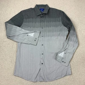 APT. 9 Premier Flex Slim Fit Dress Shirt Men's Size 16.5 Black Gray Striped - Picture 1 of 8