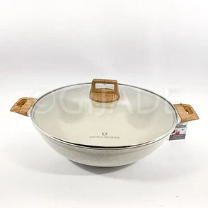 Natural Elements Woodstone Antihaft 14 Wok 7,9 Quart Pfanne mit Deckel Hellbraun Neu - Bild 1 von 9