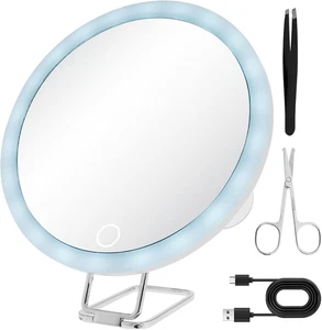 6 Inch 30X Magnifying Makeup Mirror with LED Light, 3 Color Modes Lighted Makeup - Picture 1 of 12