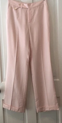 Pantalones vintage Lauren Ralph Lauren 100 % seda pierna ancha puños para mujer talla 6 rosa Foto 1 de 4