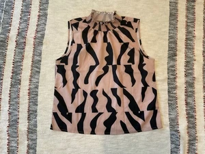 Shein hellbraunes schwarzes Tanktop Bluse, Gr. Small geometrisches Muster neu ohne Etikett - Bild 1 von 1