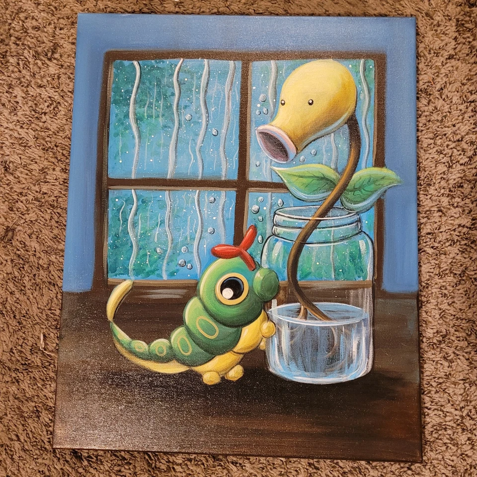 Bellsprout & Caterpie: pintura acrílica Rainy Day Foto 1 de 3