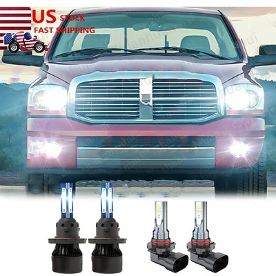 For Dodge Ram 1500 2500 3500 2006-2012 - White LED Headlight+Fog Light Bulbs kit - Image 1 of 4