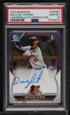 2023 Bowman Chrome Prospect Refractor /499 Braylin Tavera PSA 10 GEM MT Auto - Image 1 of 2