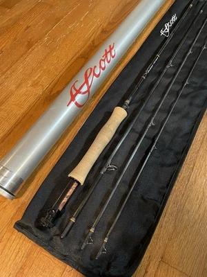 Scott Radian (905-4) 9 ft 5wt 4 piezas caña de mosca con tubo original y calcetín de varilla Foto 1 de 4