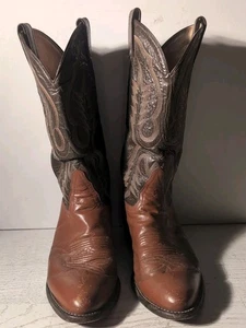 Tony Lama Style 2902 Leather Western Cowboy Boots Brown Tan Size 8D - Picture 1 of 21