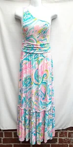 Lilly Pulitzer Dress Size S One arm Ruched Long Bright Floral bust inserts - Picture 1 of 10