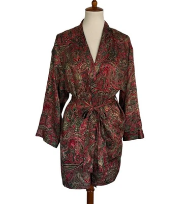 Bata con cinturón Victoria Secret vintage años 90 mezclada estampado cachemir bolsillos talla única Foto 1 de 4