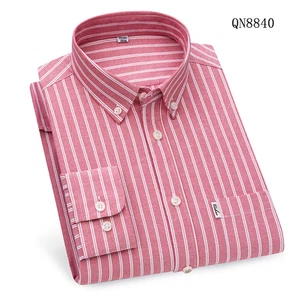 Mens Oxford Shirts Formal Business Long Sleeves Striped Casual Dress Shirts Tops - Picture 1 of 20