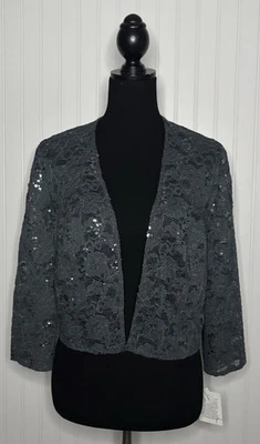 Chaqueta Alex Evenings Lentejuelas Encaje Gris Oscuro Para Mujer Talla 14 Nueva Con Etiquetas Delicada Foto 1 de 4