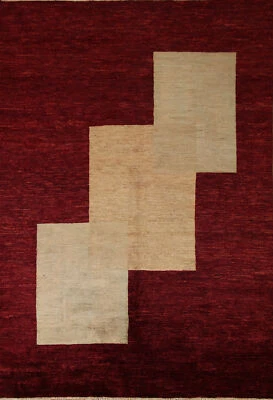 Elegante alfombra moderna de lana Gabbeh - Mejora la decoración de tu hogar 6x8 pies Foto 1 de 4