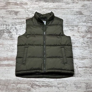 Old Navy Green Puffer Vest Size Medium 8 Pockets Full Zipper Youth - Picture 1 of 9