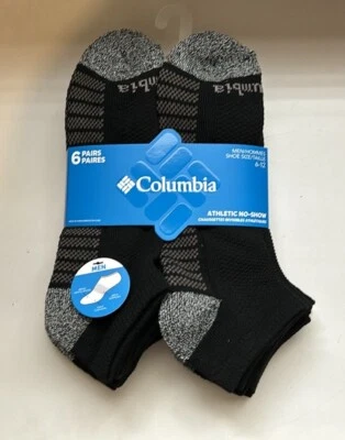 Nuevo paquete de 6 pares de calcetines deportivos Columbia para hombre negros y grises sin mostrar Foto 1 de 4