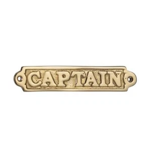 Brass Door Decor Captain Wall Boat Signs Nauticalia Solid Metal Plaque Sign 7" - Picture 1 of 1