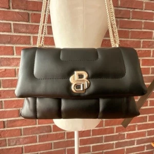 •Hugo Boss Black Leather Double Monogram Logo Crossbody Shoulder Bag NEW - Picture 1 of 16