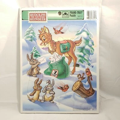 Rudolph Reindeer Рама Поднос Пазл с Картиной 1993 Золотые Книги Новый Возраст 3+ - Изображение 1 из 4