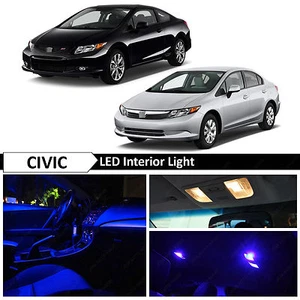 8x Blue Interior Map LED Light Package Kit Fit 2006-2012 Honda Civic Sedan Coupe - Picture 1 of 12