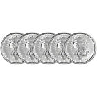 FIVE (5) 1 oz. Scie coupée argent ronde comme neuf - design unitaire - 999 fine