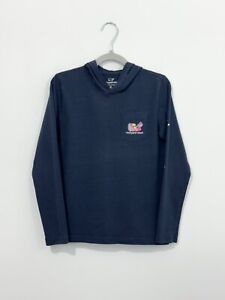 Vineyard Vines Boys Hoodie M 10-12 Cotton Navy Long Sleeve T Shirt Pocket Logo