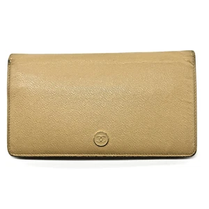 CHANEL Long Wallet Coco Button Coco Mark Leather Beige Authentic - Picture 1 of 24
