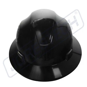 BLACK HARD HAT FULL BRIM JORESTECH 4 POINT RATCHET SUSPENSION CONSTRUCTION - Picture 1 of 8