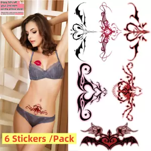 Set of 6 - Sexy Naughty Waterproof Temporary Tattoo Stickers Adult Body Art Kiss - Picture 1 of 8