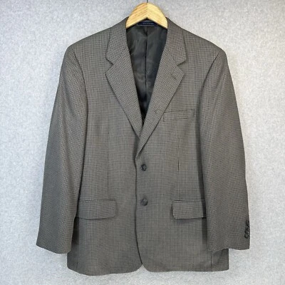 Blazer Macys Club Room Hombre Talla 42 R Marrón Pata de Gallo Dos Botones Clásico Foto 1 de 4