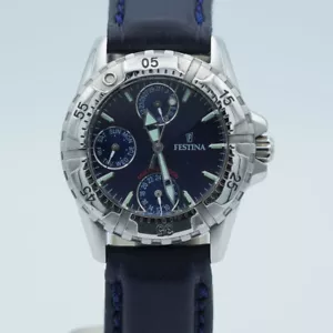 Festina Quartz Men's Chronograph Watch Steel Vintage Pretty 38MM RAR Wrist 16060 - Picture 1 of 11