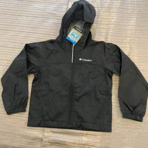 Columbia Youth XXS/Enfant 2TP Hooded Rain Jacket Black Zip Up NET - Picture 1 of 5