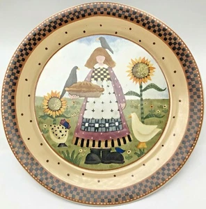 Williraye Studio Plate Niña Sosteniendo Pastel 1999 Otoño Pájaros Girasoles Granja Dama - Imagen 1 de 5