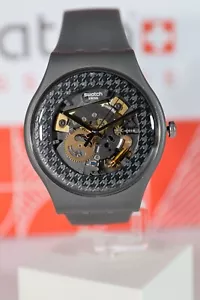 NEW Swiss Swatch Originals GREYBOLINO Skeleton Dial Dark Gray Silicone SUOM109 - Picture 1 of 7