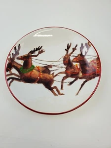 Santa & His Reindeer Plate 2011 Williams-Sonoma 8.25"  - Picture 1 of 4