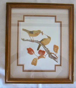 ARTE JAPONÉS DE COLECCIÓN: ARTE DE PAJA DE BAMBÚ SOBRE SEDA: PÁJAROS SOBRE RAMAS - Imagen 1 de 5